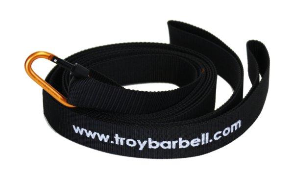 Pull strap for G-SLED made from durable HDPE material. Features dual shoulder/grip loops. Threaded carabiner clip connects to a welded pull flange on sled. Measures 8ft L x 1.5in W x 2mm H.