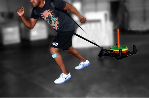 Pull strap for G-SLED made from durable HDPE material. Features dual shoulder/grip loops. Threaded carabiner clip connects to a welded pull flange on sled. Measures 8ft L x 1.5in W x 2mm H. - Image 2